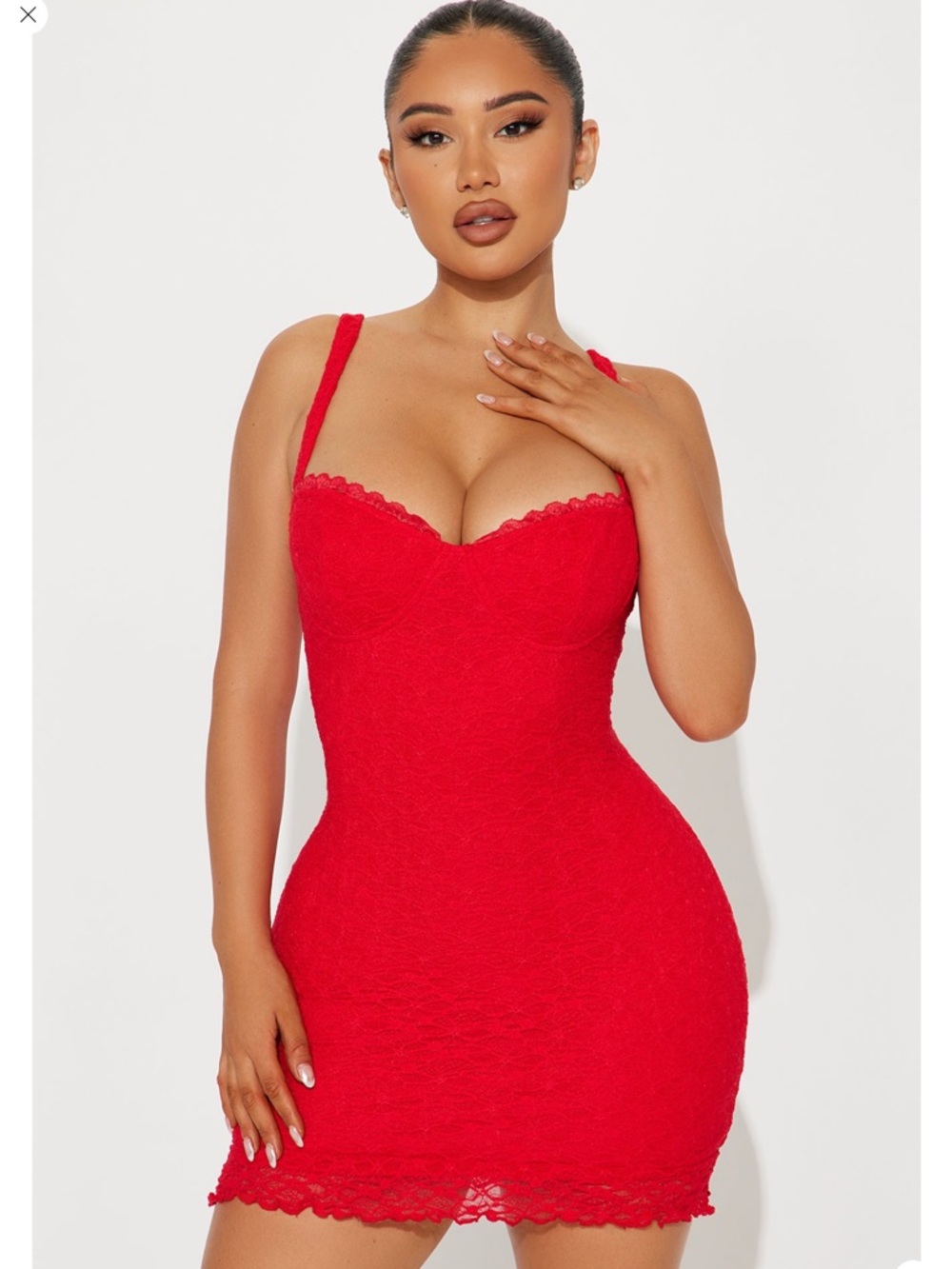 Red Lace Bodycon Mini Dress